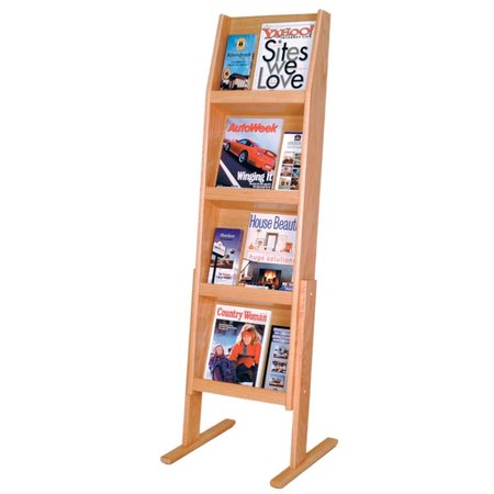 WOODEN MALLET 4 x 3 in. Slope 12 Pocket Standing Literature Display Light Oak LD49-12FSLO